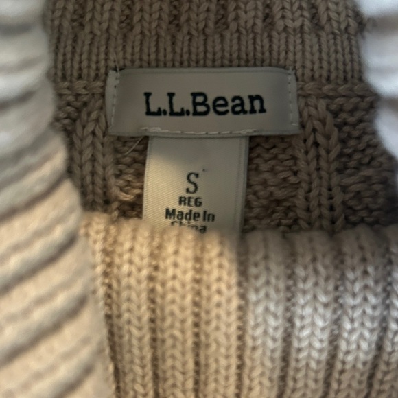 L.L. Bean Cream Cable Knit Turtleneck Sweater - Picture 2 of 3